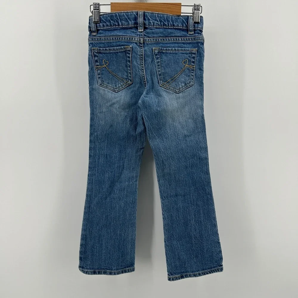 The Children's‎ Place Girls Size 6 Bootcut Stretch Jeans Medium Wash Denim Heart
